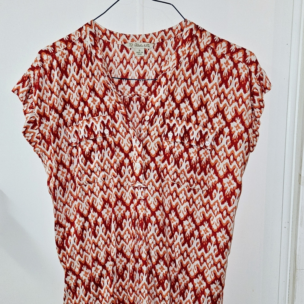 Ikat print top small rayon